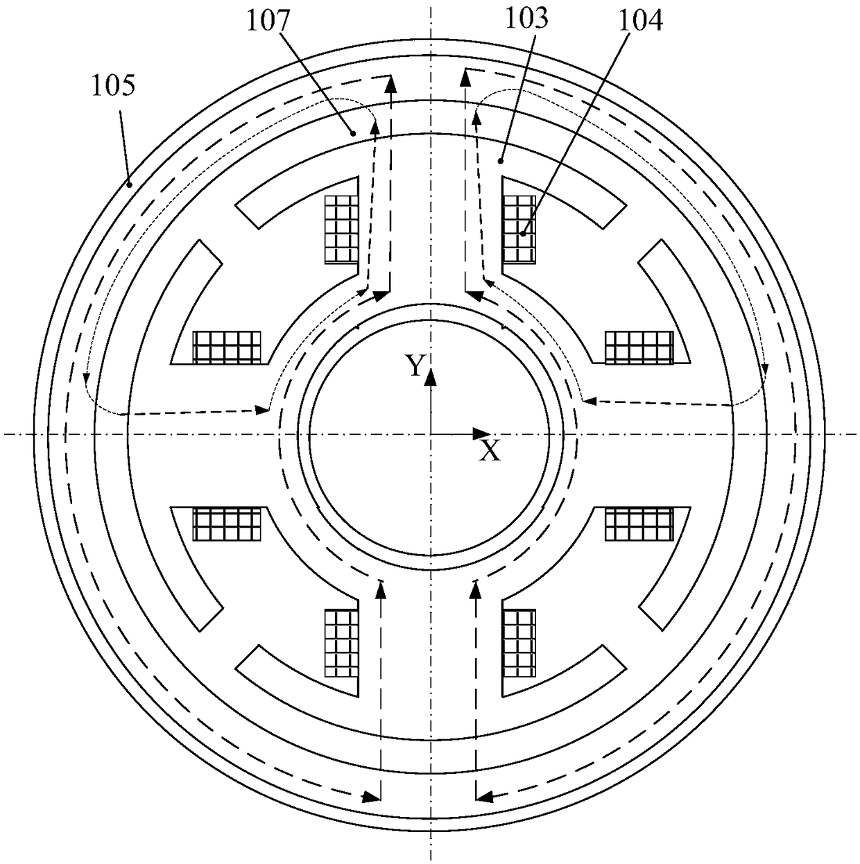 Five-freedom-degree magnetic suspension flywheel