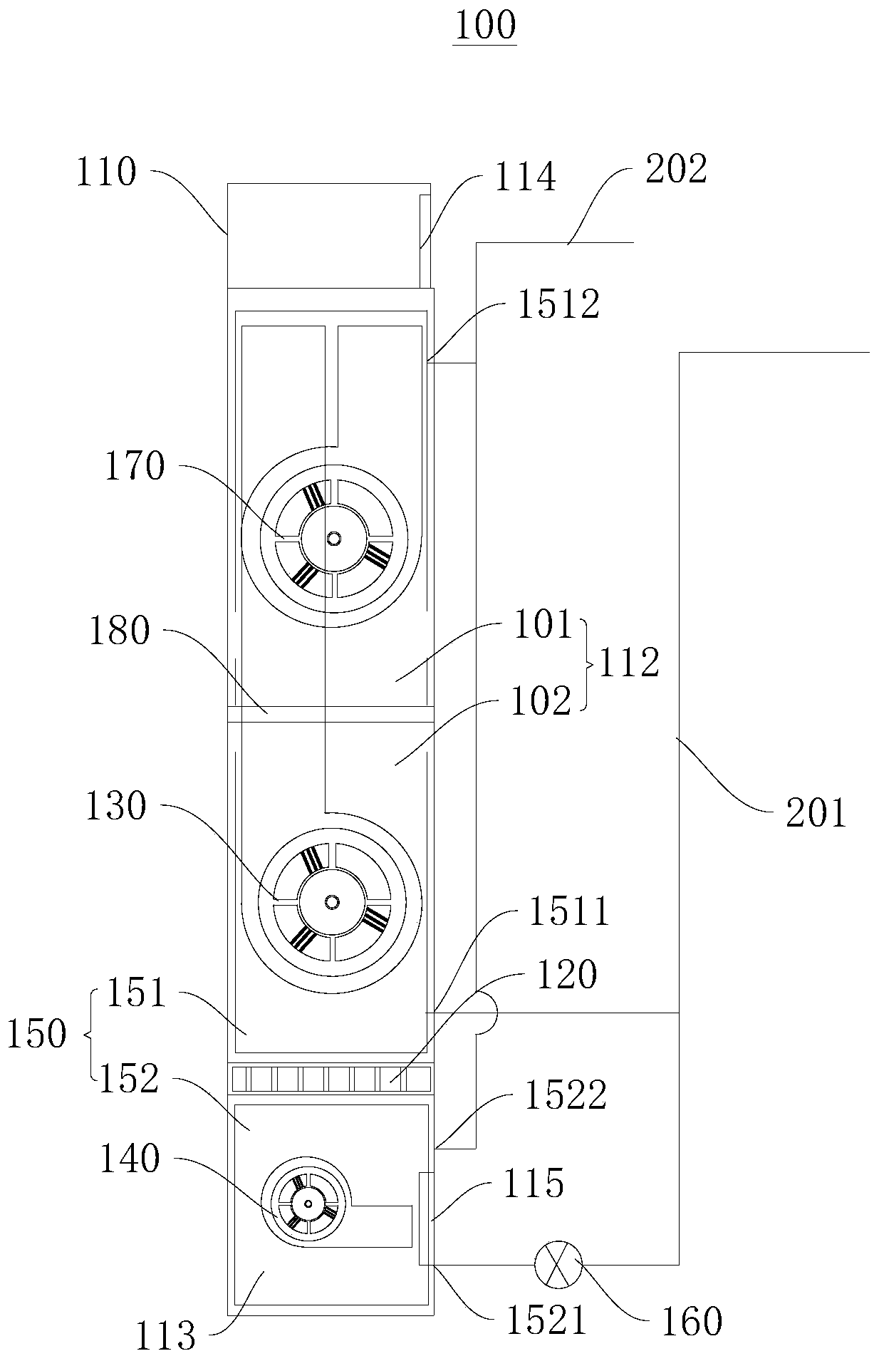 Up-down venting cabinet type air conditioner, and control method and control device thereof