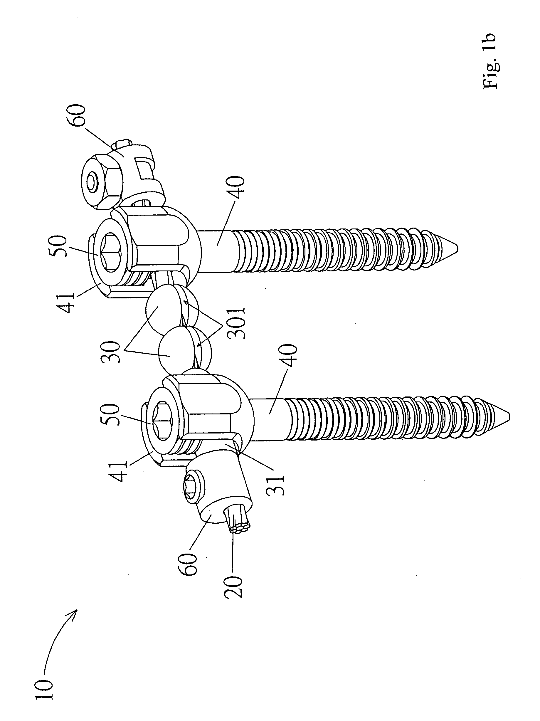 Spinal fixation device having a flexible cable and jointed components received thereon