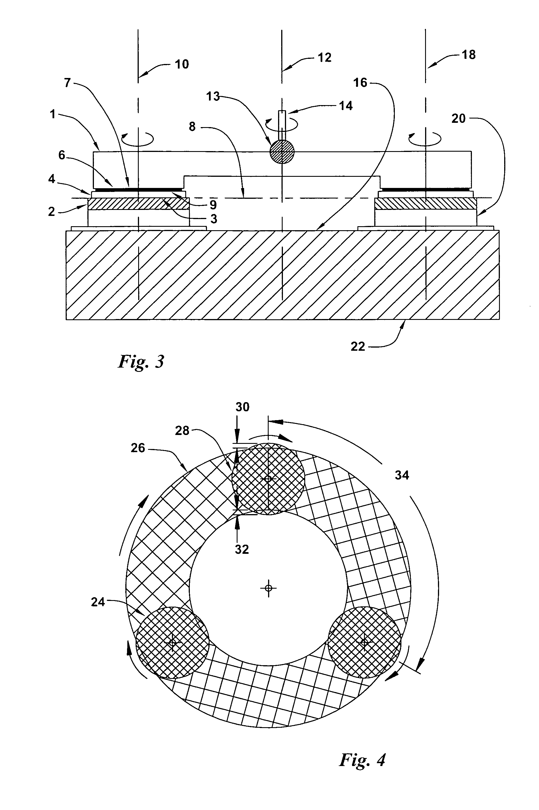 Three-point spindle-supported floating abrasive platen