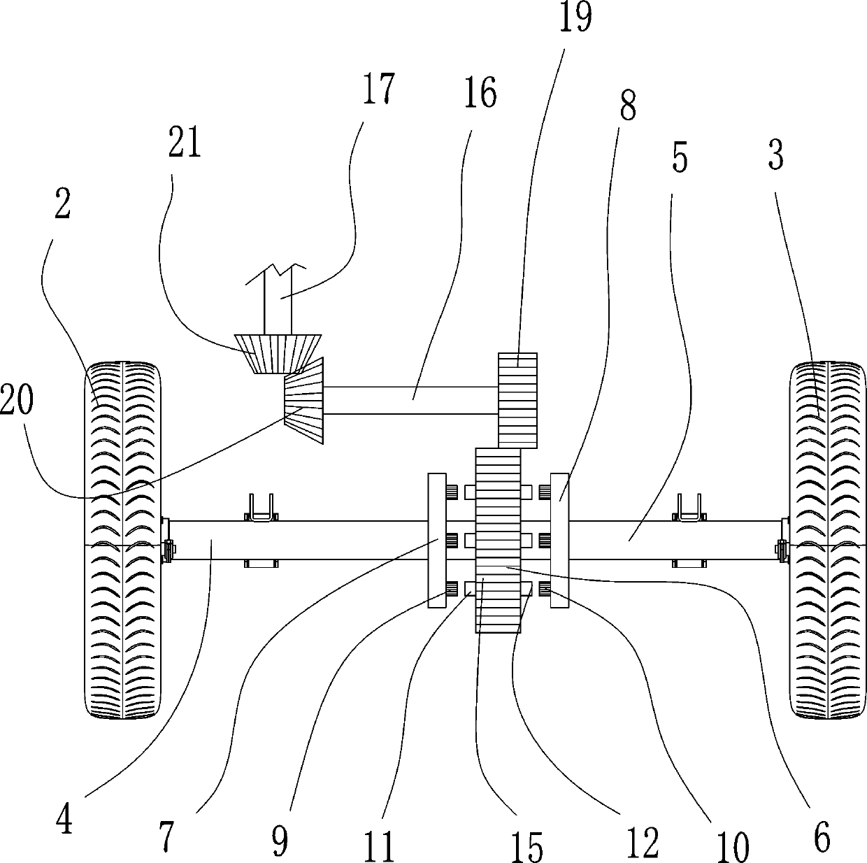 Motor tricycle with novel differential