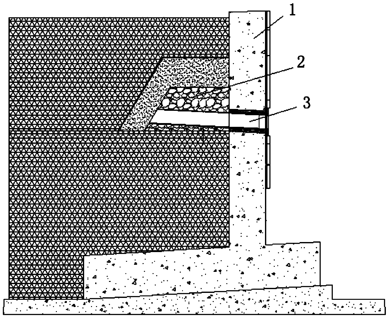 Construction method of drainage opening of rear-mounted retaining wall