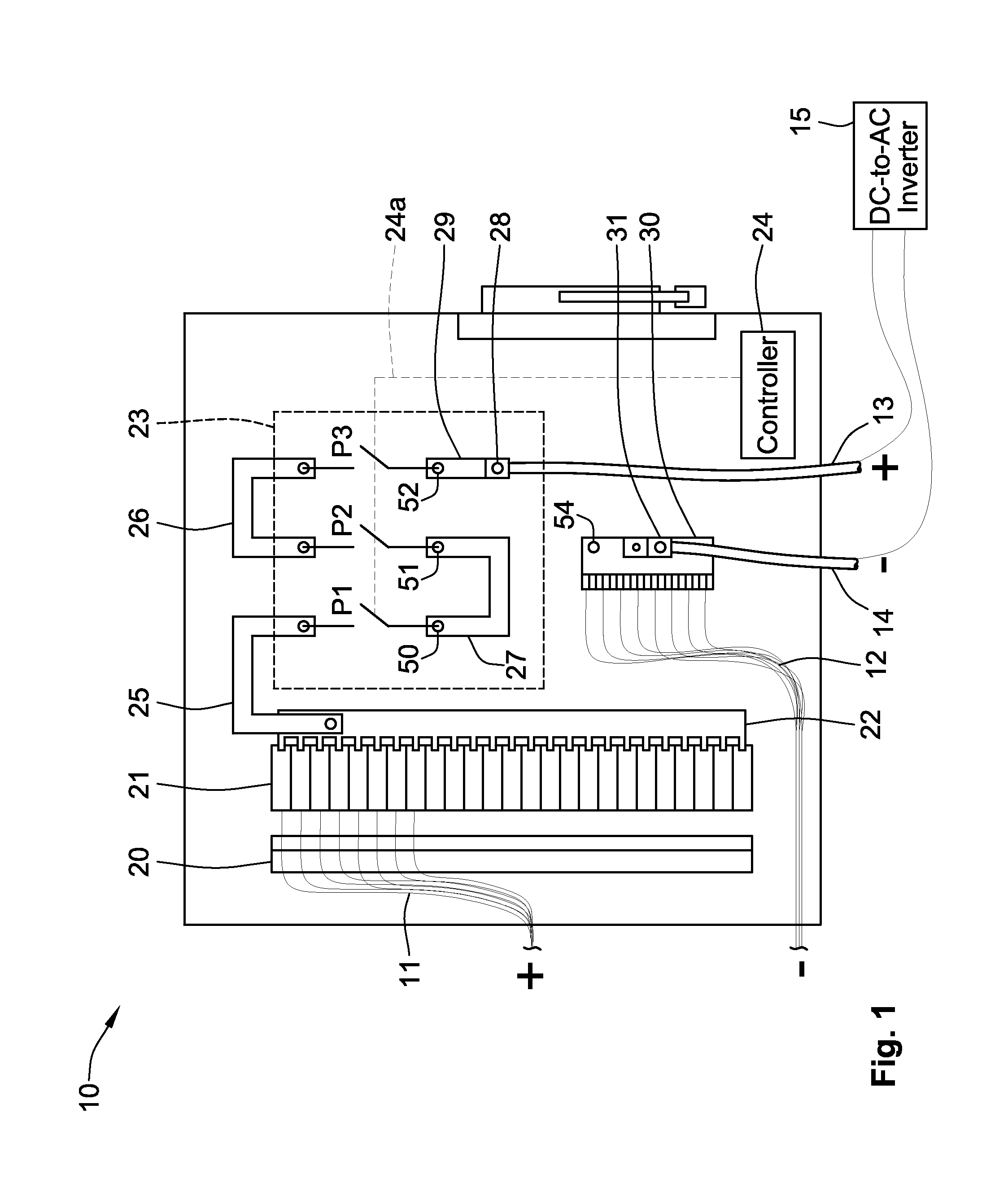 Photovoltaic string combiner with disconnect having provision for converting between grounded and ungrounded systems