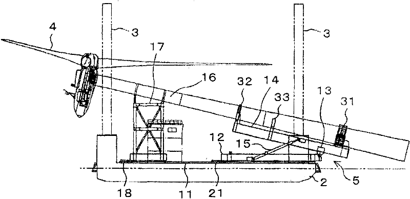 Deck ascent and descent type worktable ship and construction method of shore wind power generation facility using the same