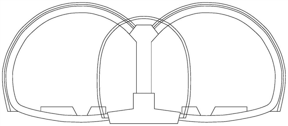 Integrated backfilling and pouring method for integral straight middle wall top of multi-arch tunnel