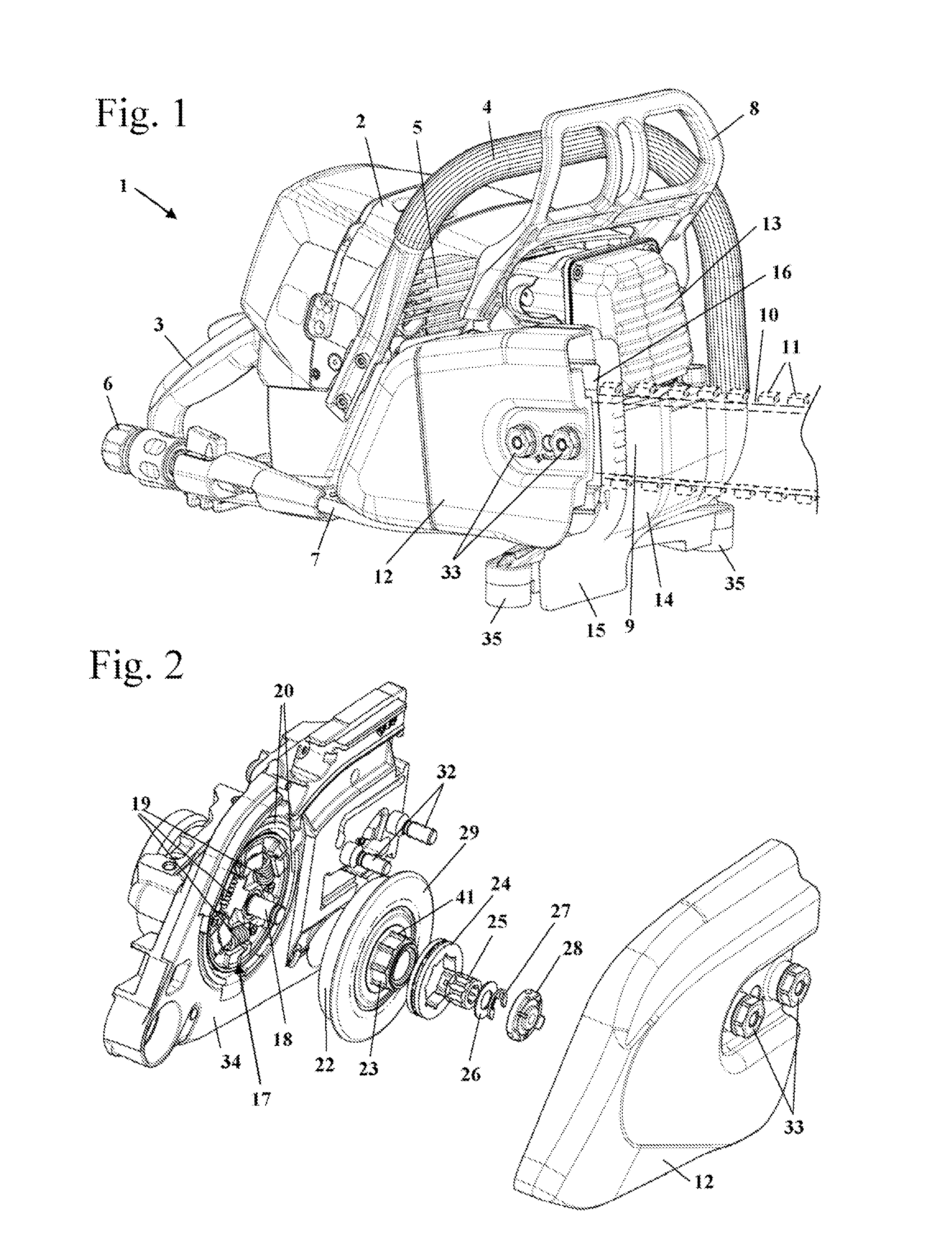 Cutting chain for a hand-operated implement and hand-operated implement
