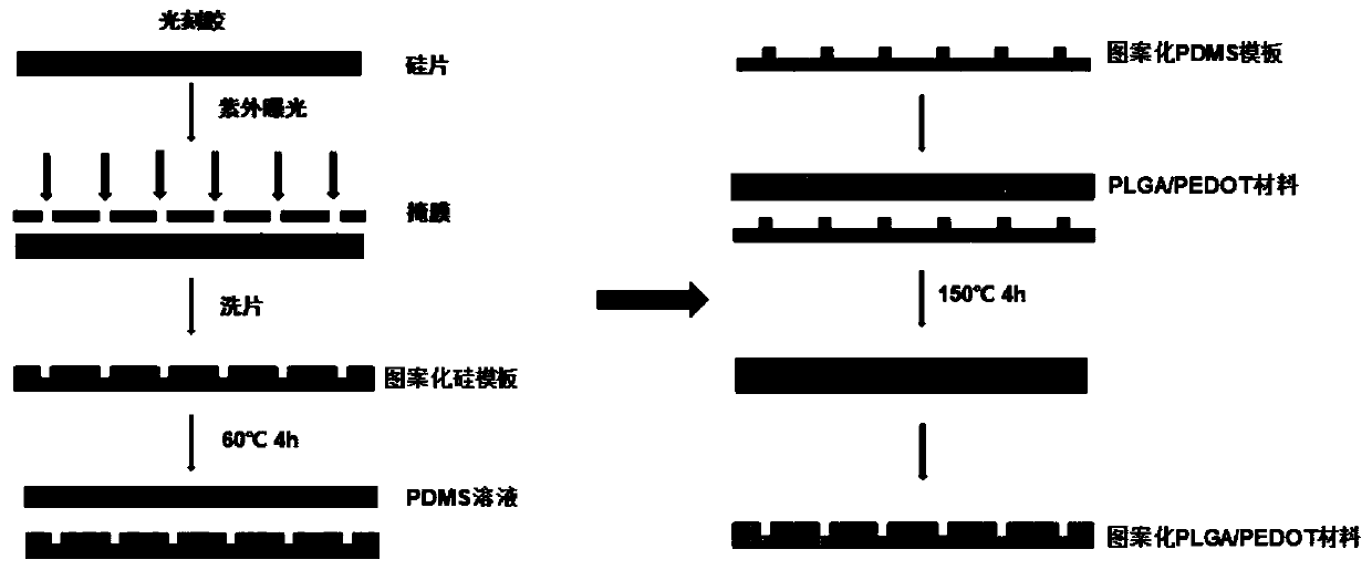 Conductive nerve repair material with micro-nano topological structure and preparation method and application thereof