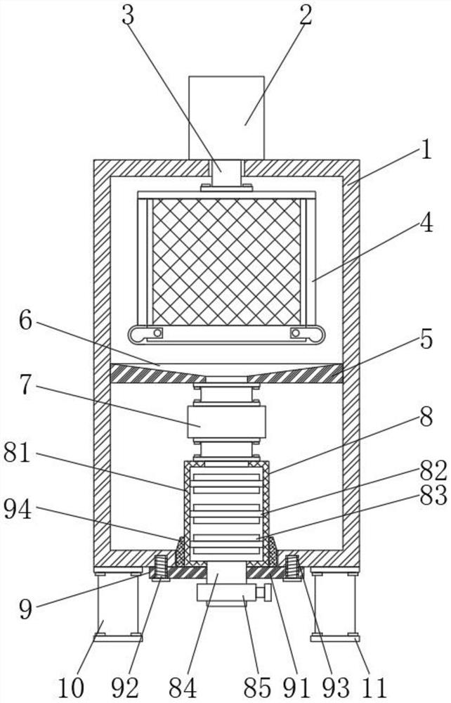 Raw material centrifugal separation device for chicken essence production