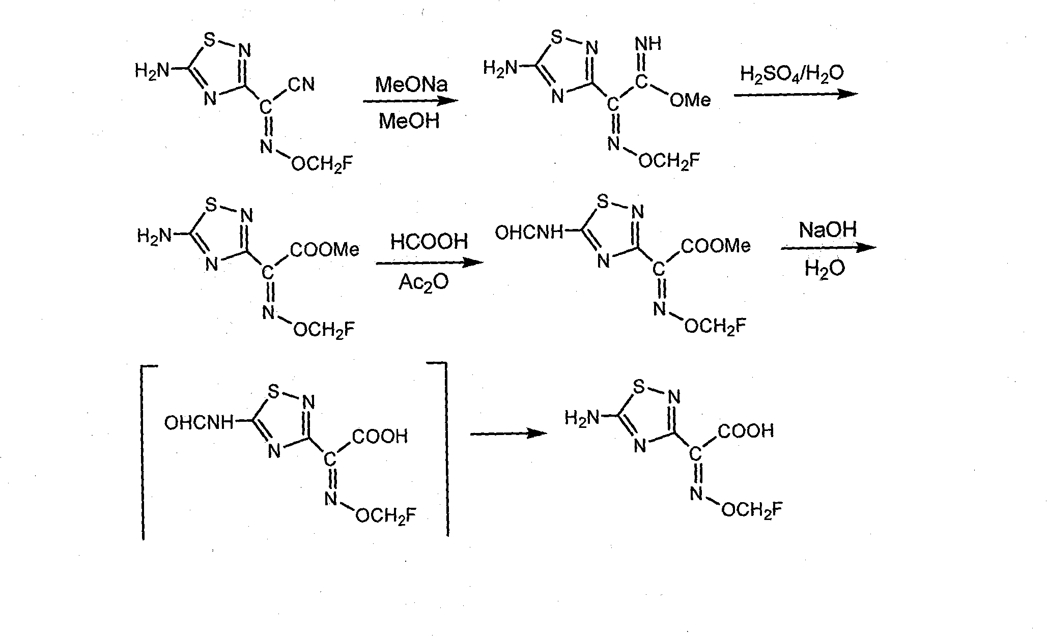 Preparation method of 1,2,4-thiadiazole oximido acetic acid compound