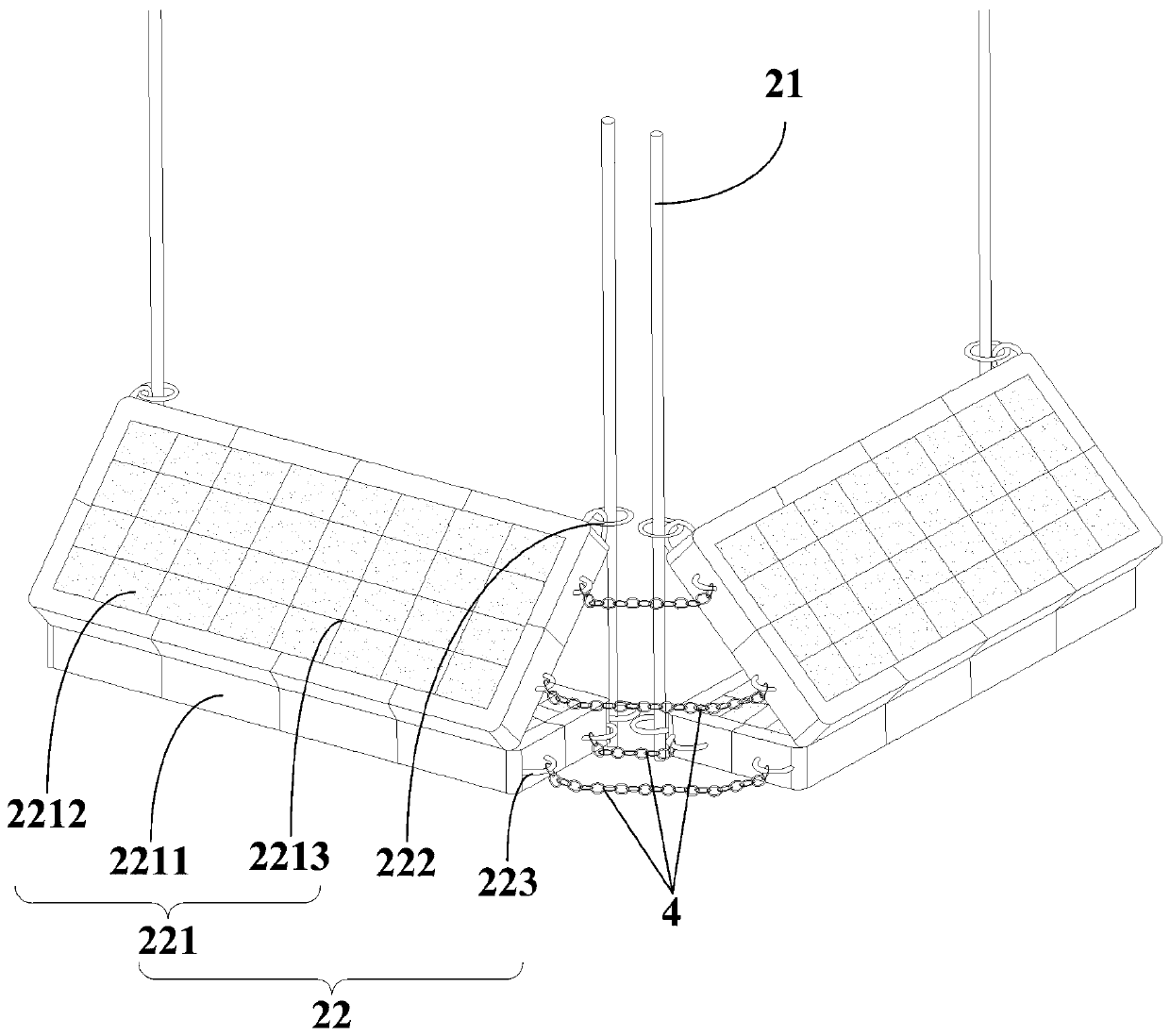 Floating breakwater acting on jacket and installation method thereof