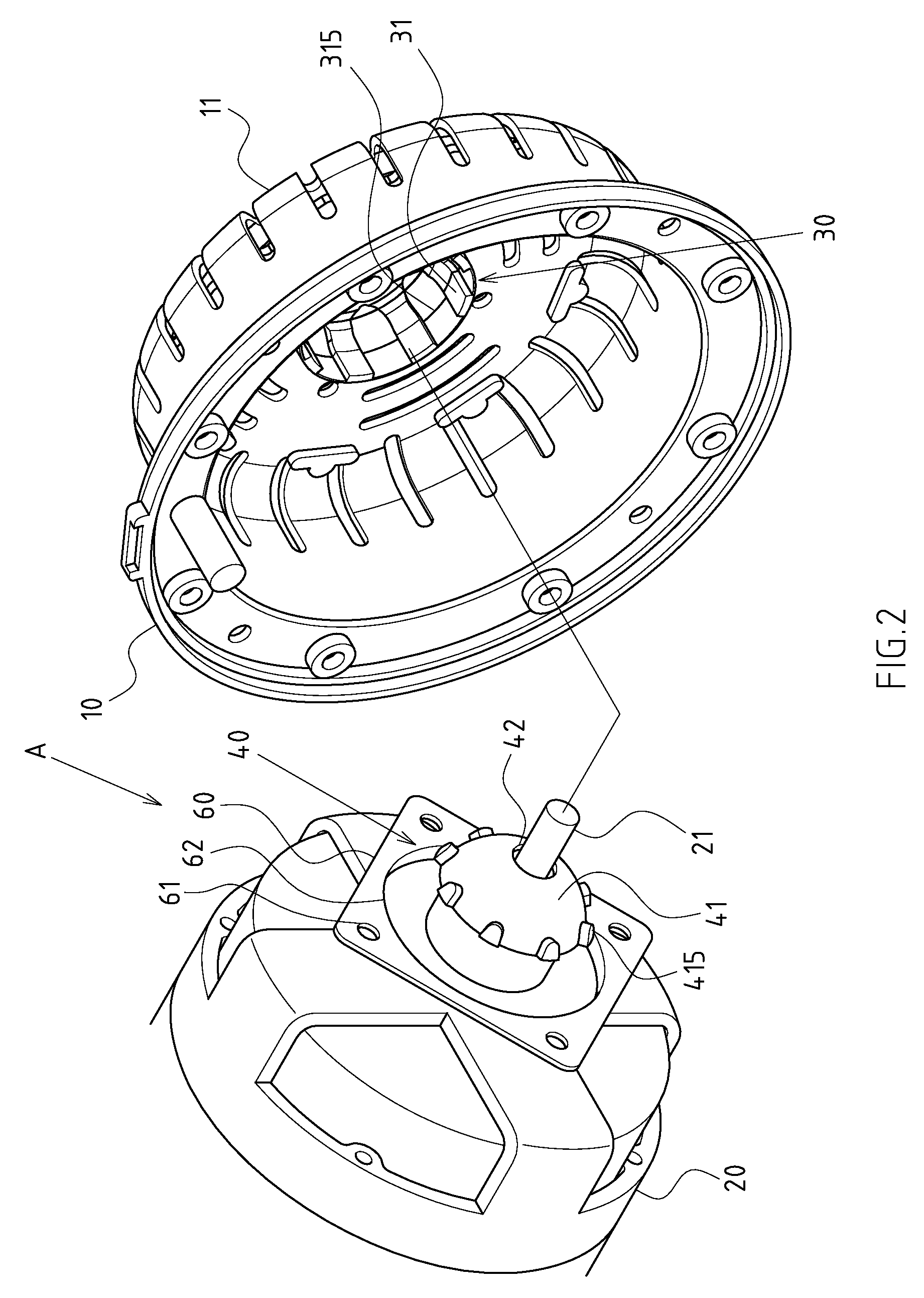 Built-in swing mechanism of rotary fan