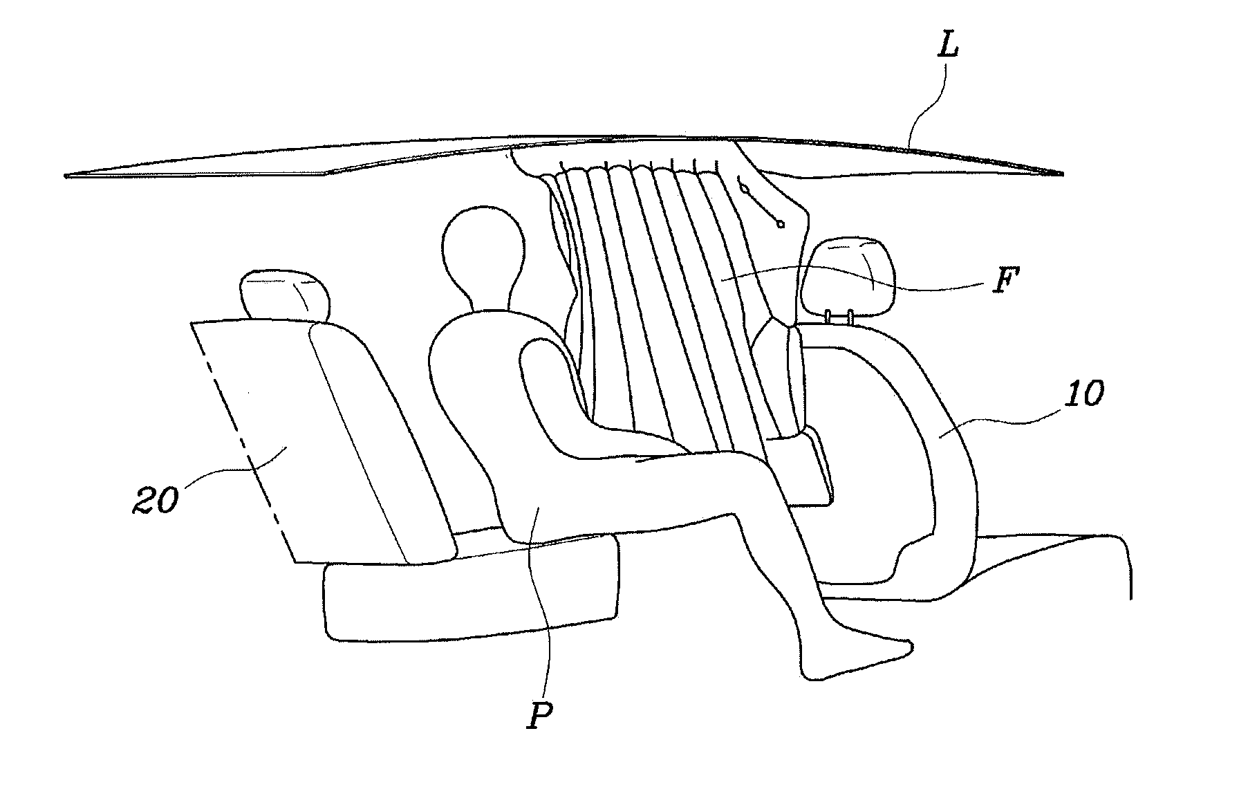 Frontal center curtain airbag for vehicle