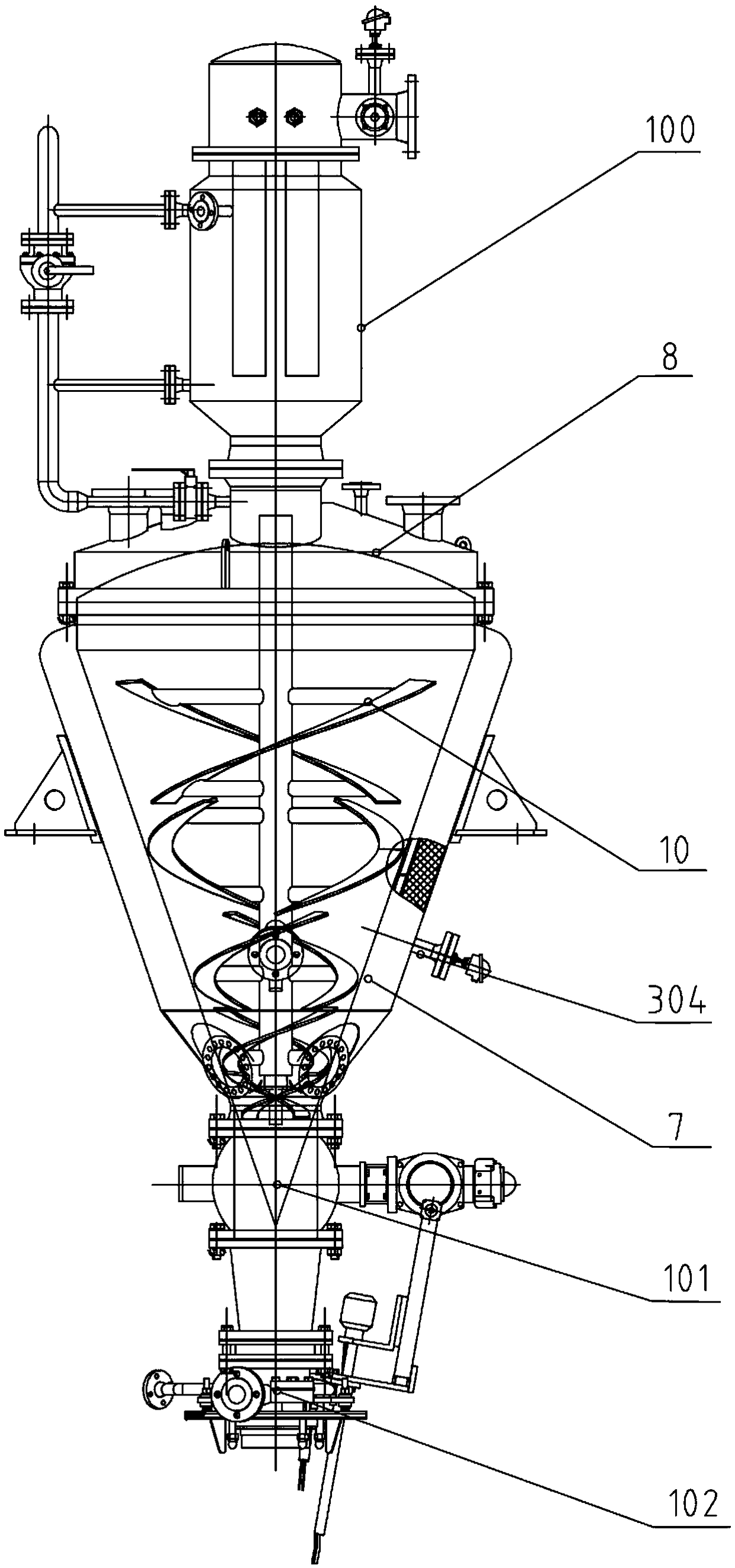 A cone-type drying device for nuclear power plant waste resin