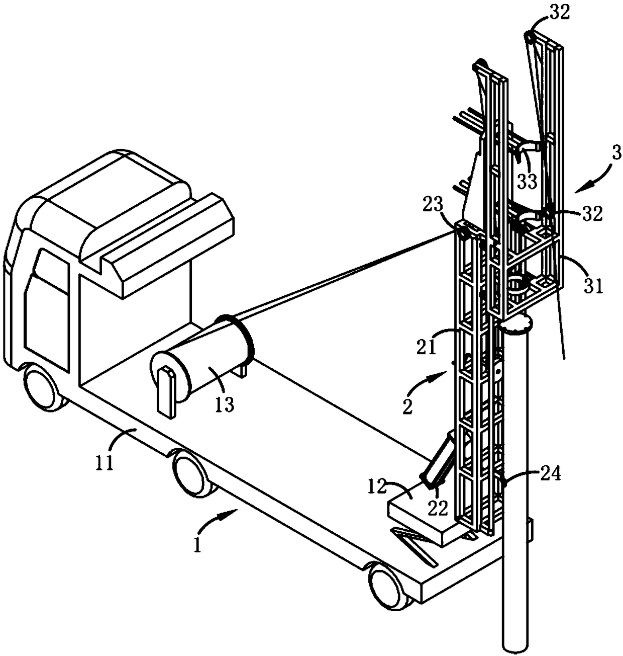 Multi-section cement pole automatic assembly and installation device
