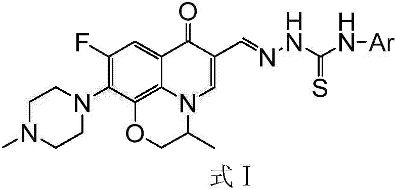 Ofloxacin aldehyde 4-arylthiosemicarbazone derivatives and preparation method and use thereof