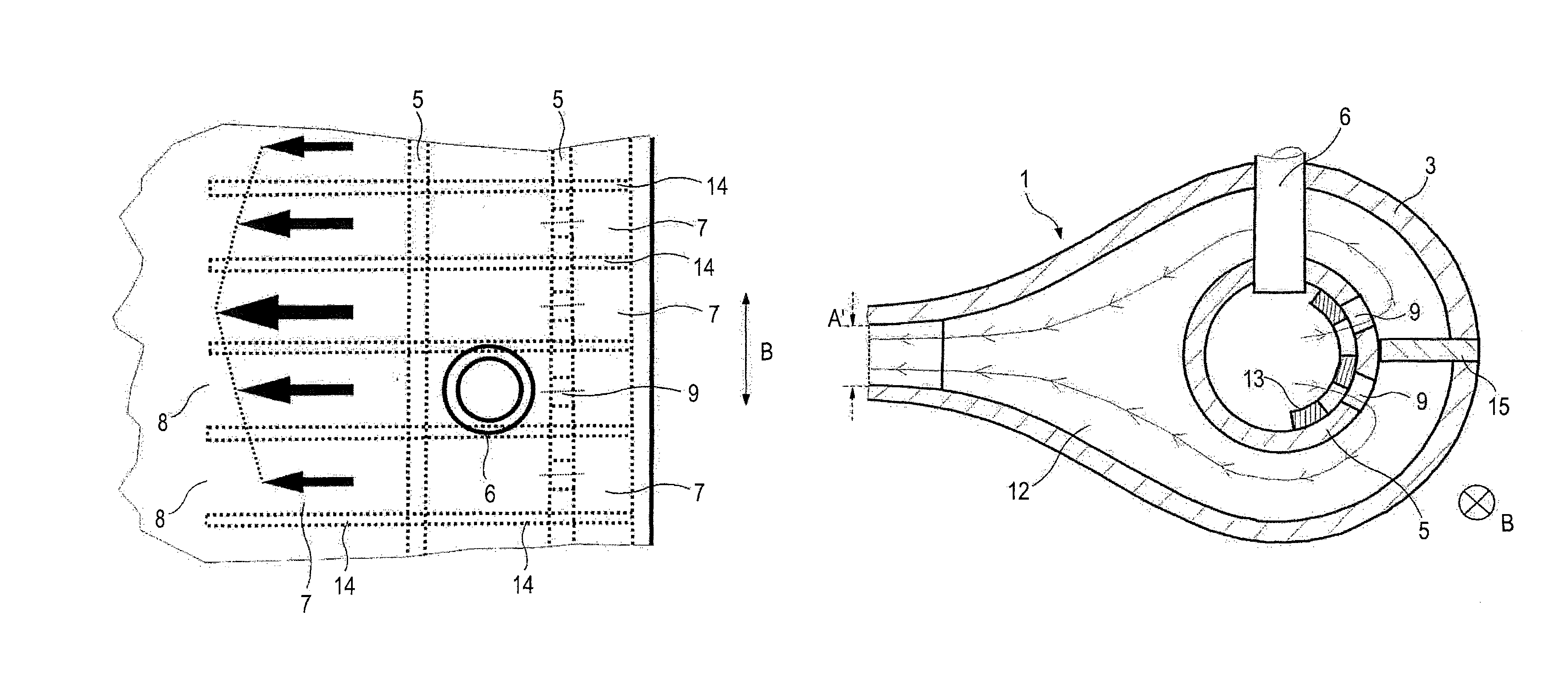 Device for straightening a flow for cooling a roll or a metal strip