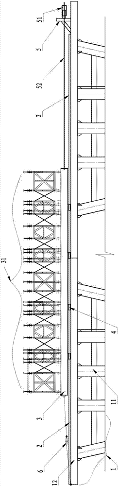 Transverse overall movement device for support and construction method thereof