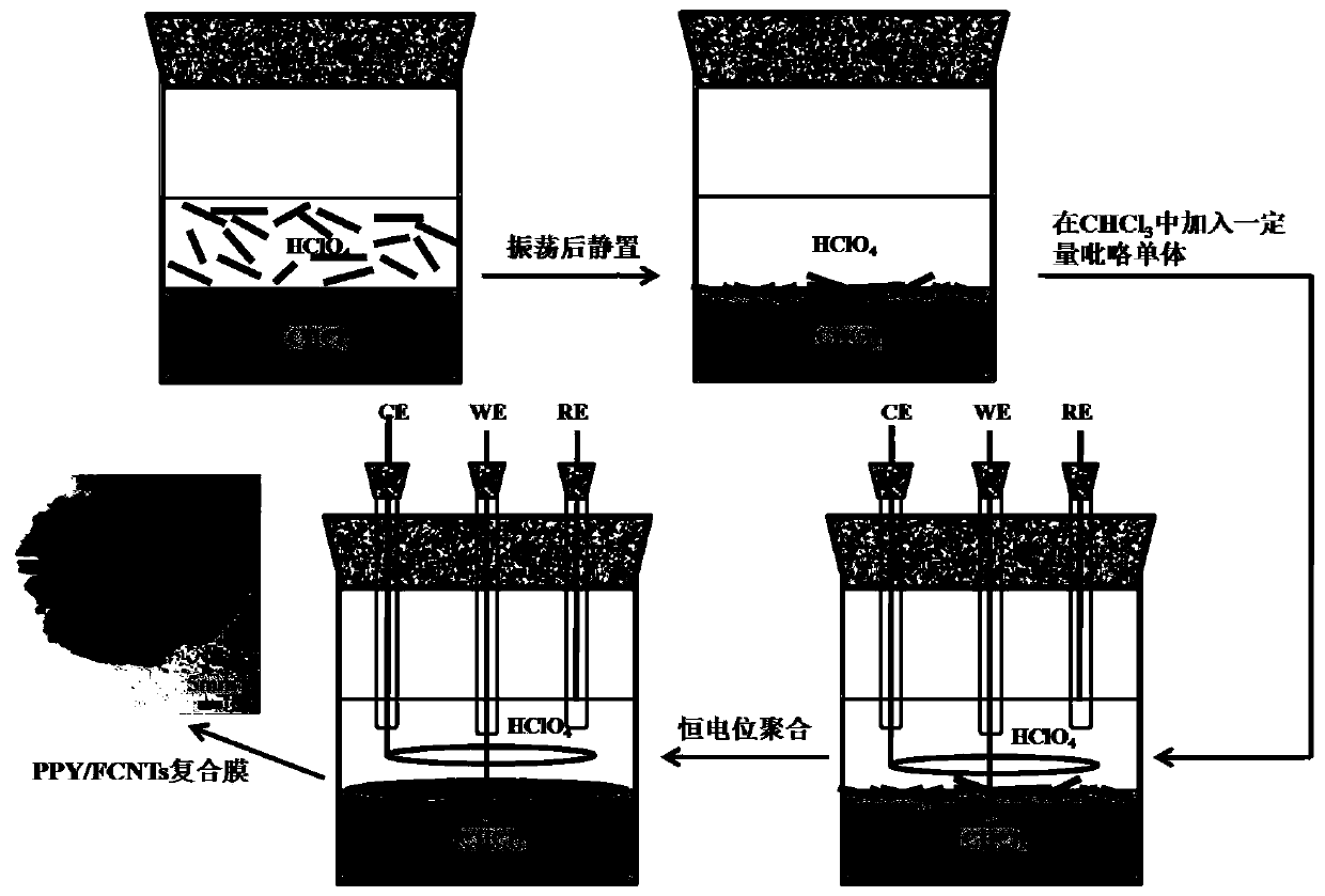 Preparation method of conductive polymer carbon material composite thin film