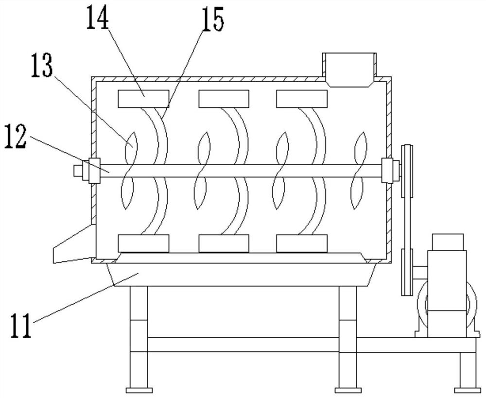 Turnover type stirring device with vibration reducing and buffering functions