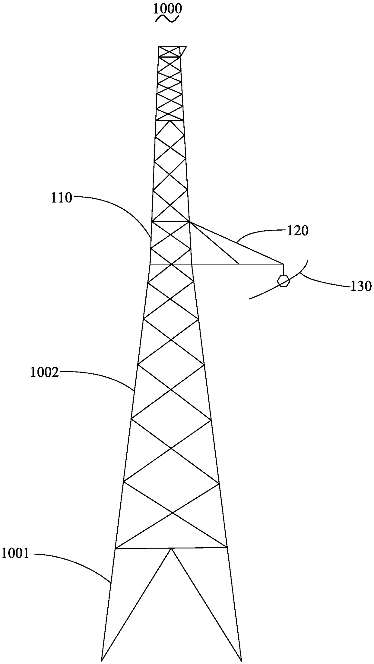 Single-tip cross arm and transmission tower