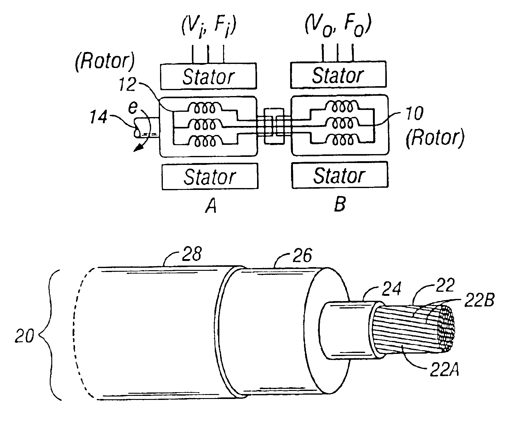 Rotating asynchronous converter and a generator device