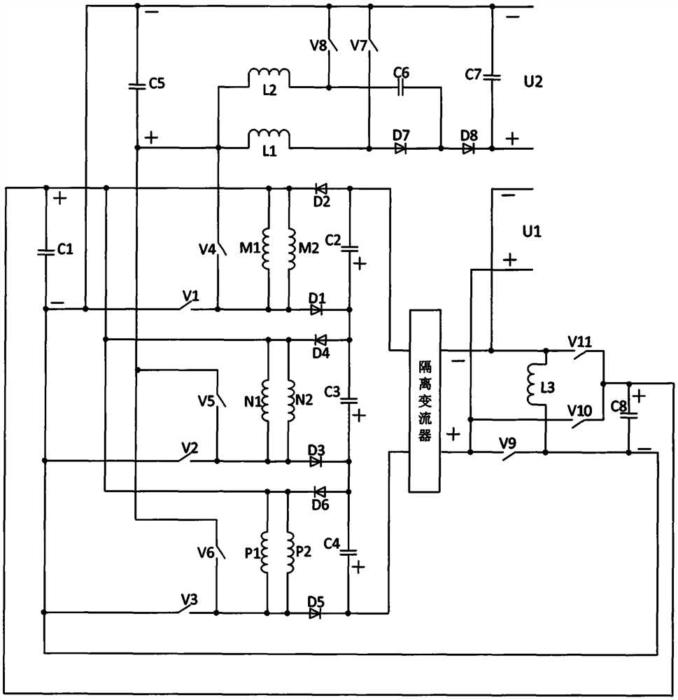Switched reluctance generator converter system with dual-port self-excitation and dual DC output