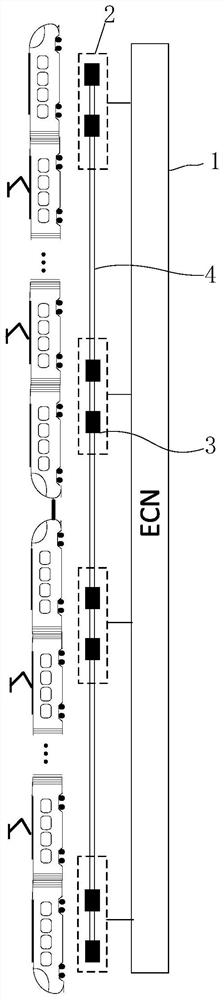 Train communication network architecture based on the Ethernet, method and rail train