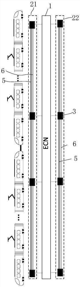 Train communication network architecture based on the Ethernet, method and rail train