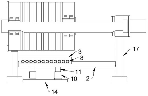 Adjustable liquid receiving device for filter press and using method of adjustable liquid receiving device