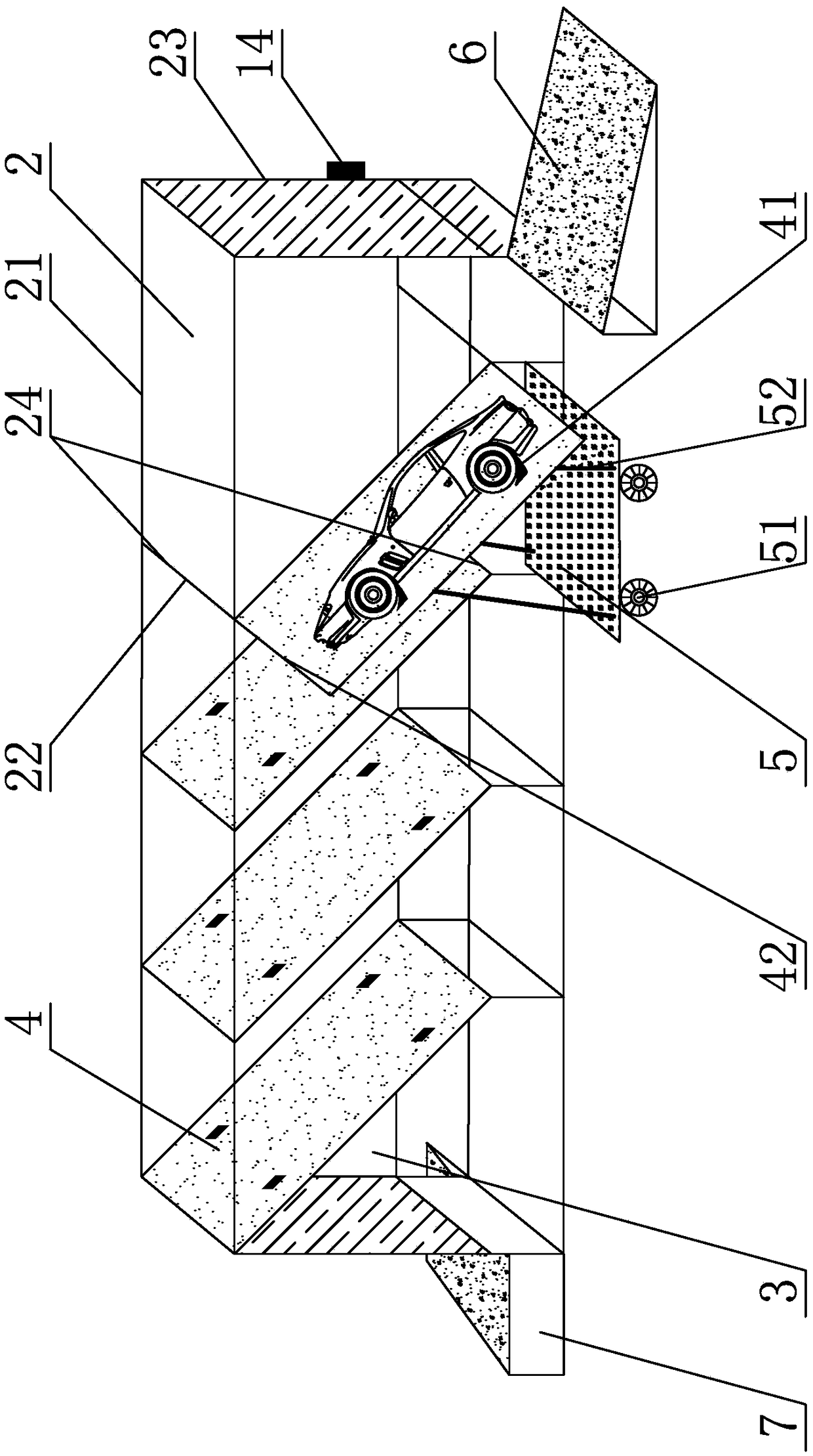 Three-dimensional parking device with vehicle inclined parking and using method thereof