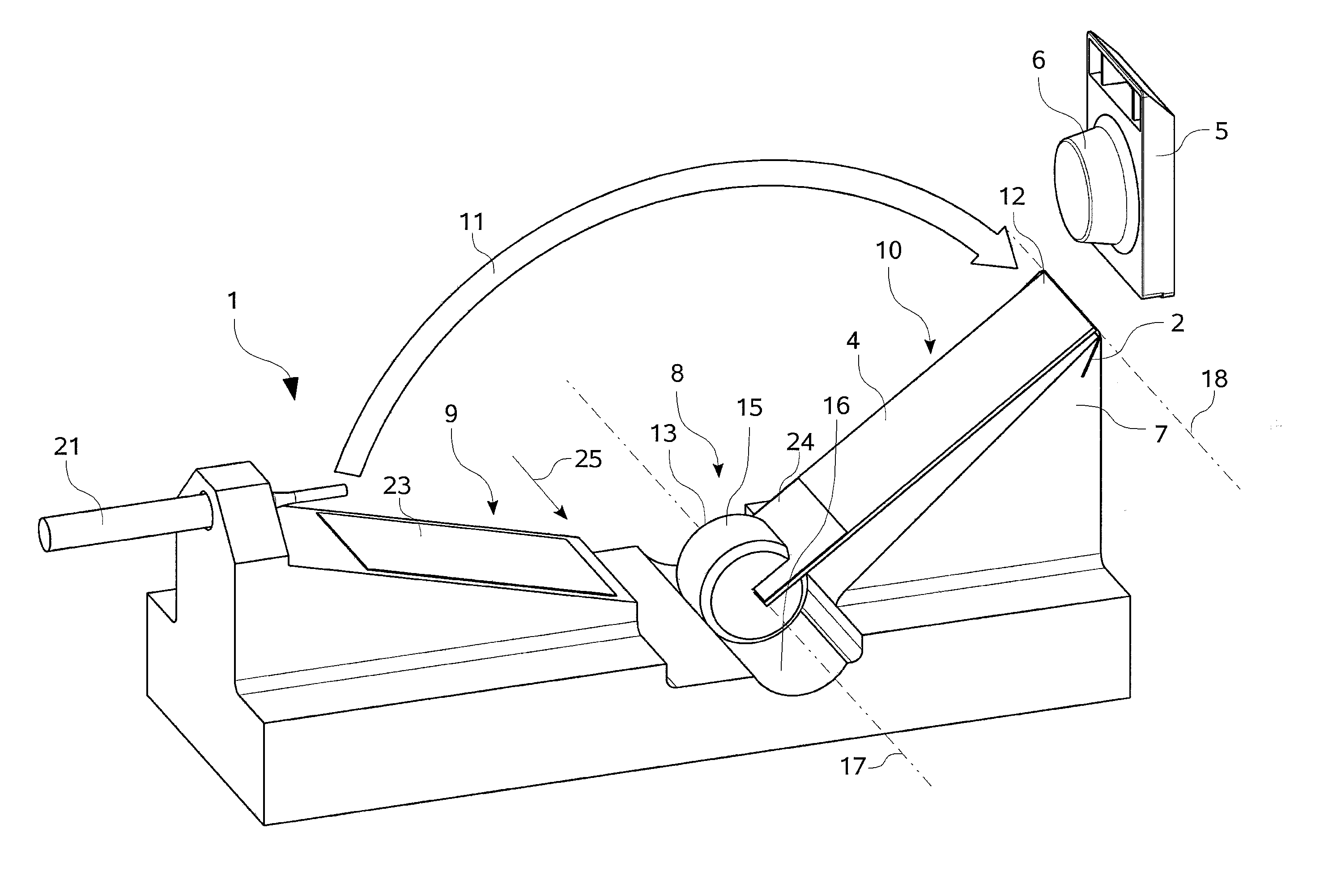 Device with which a histological section generated on a blade of a microtome can be applied to a slide