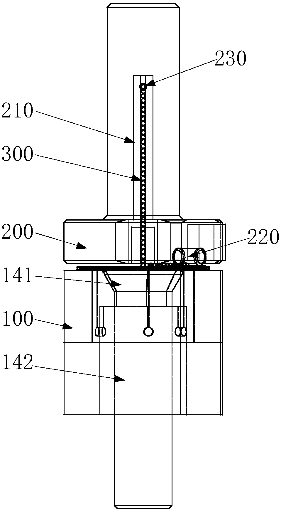 Bearing needle mounting device and planar thrust bearing needle mounting system