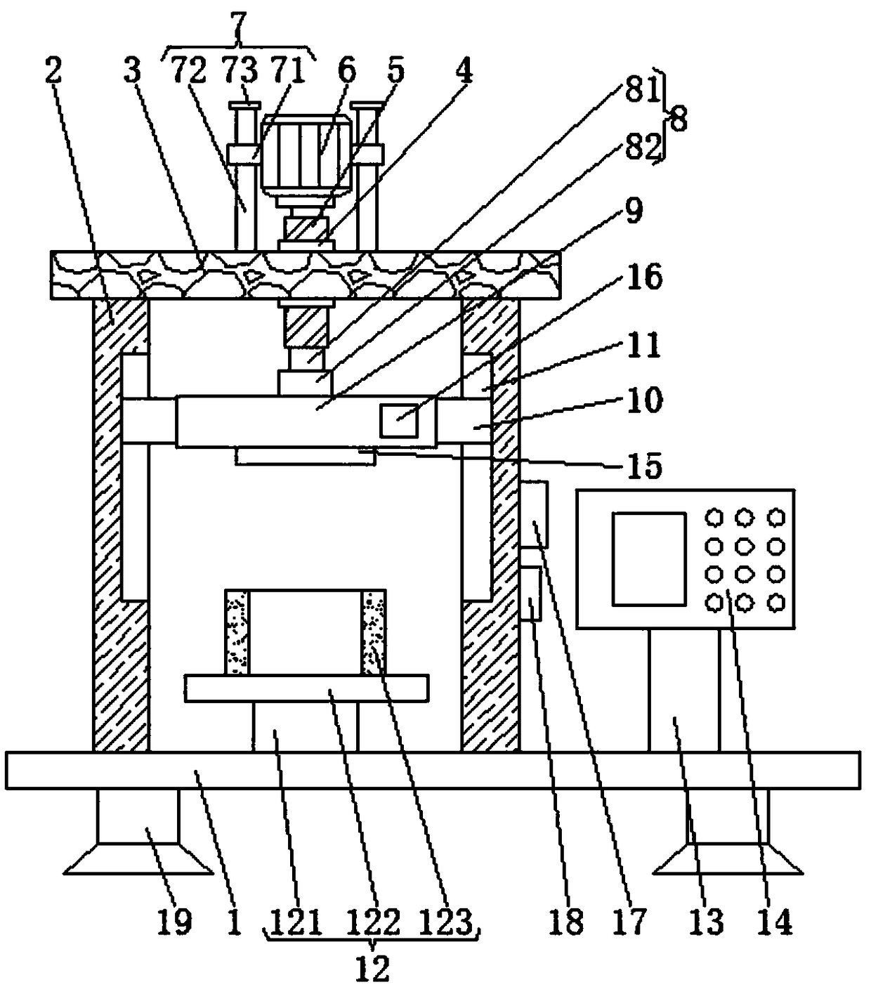 Spring compressing machine facilitating compression quantity detection and used for spring