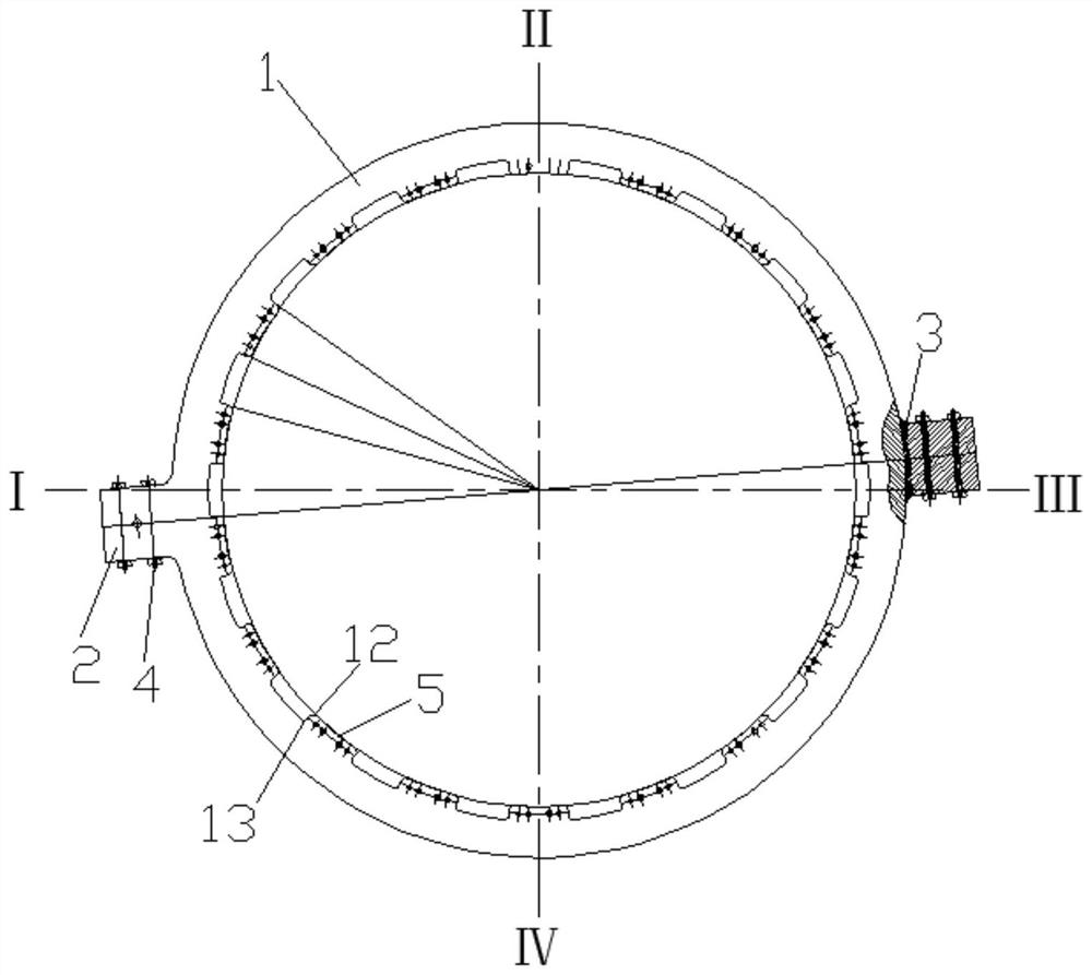 Hydraulic kettle clamp and upper flange tooth structure and manufacturing method