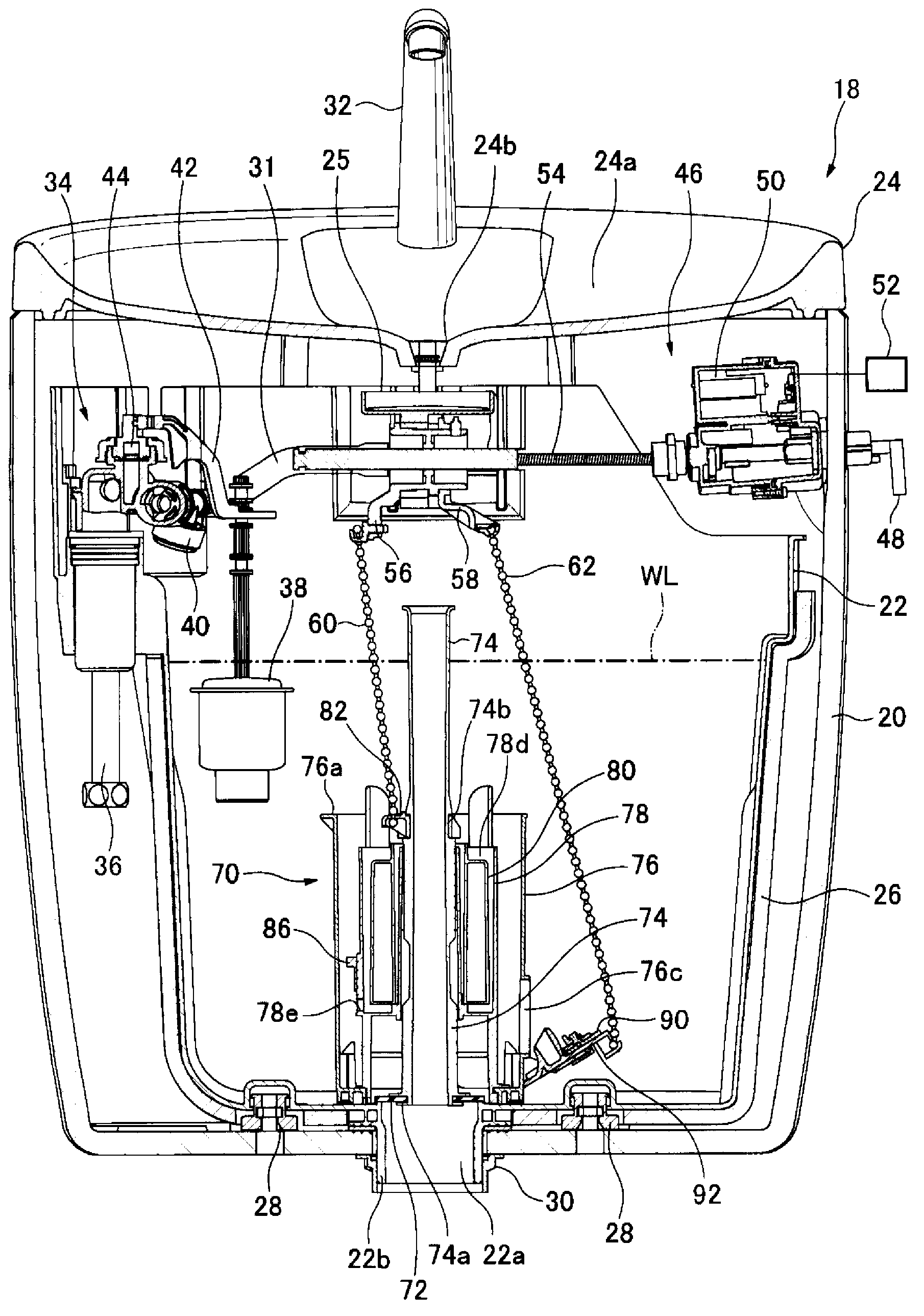 Wash water tank device and drainage device