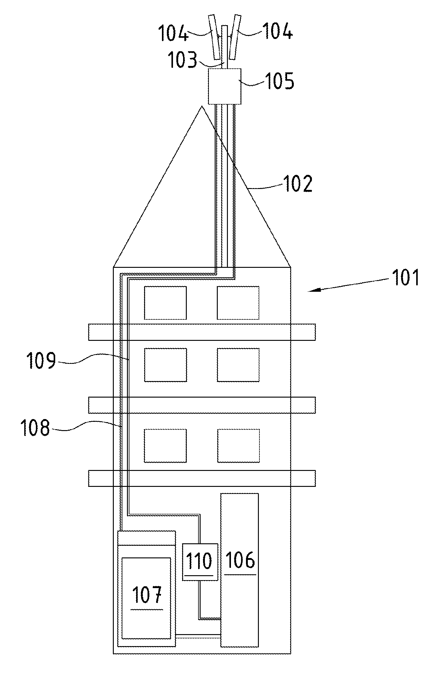 Mobile radio station and hybrid cable for a mobile radio station