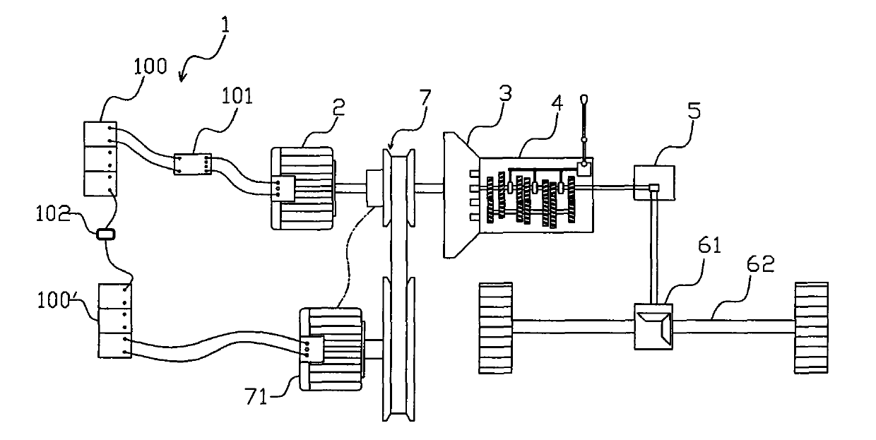 Automobile driving system with motor rotating at constant speed