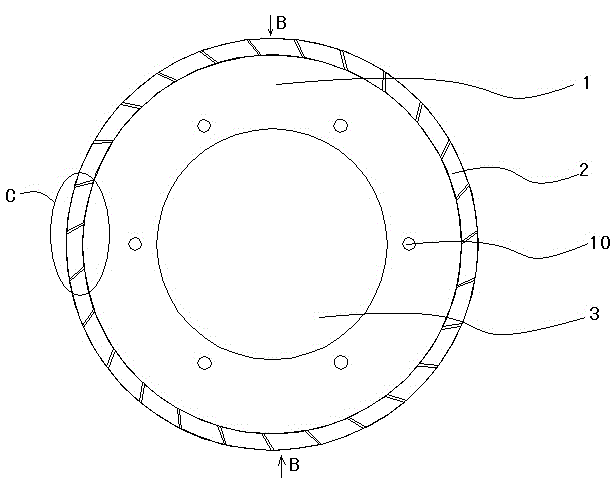 Grinding wheel with beveled diamond tool bits