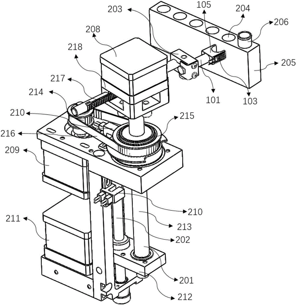 Test tube clamping device, mobile platform provided with test tube clamping device and application method thereof