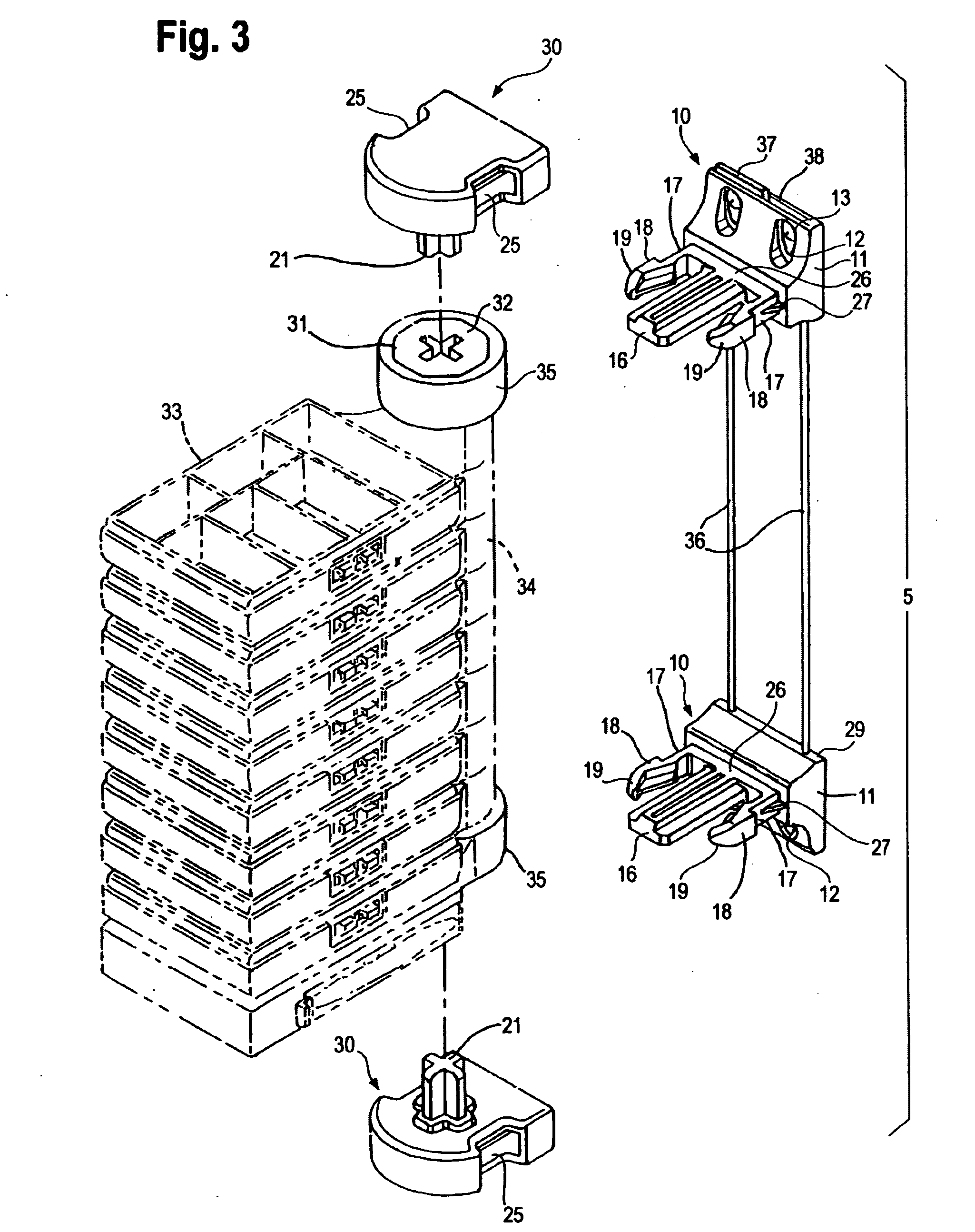 Tool box fastening device for fastening a tool box set to a vertical wall