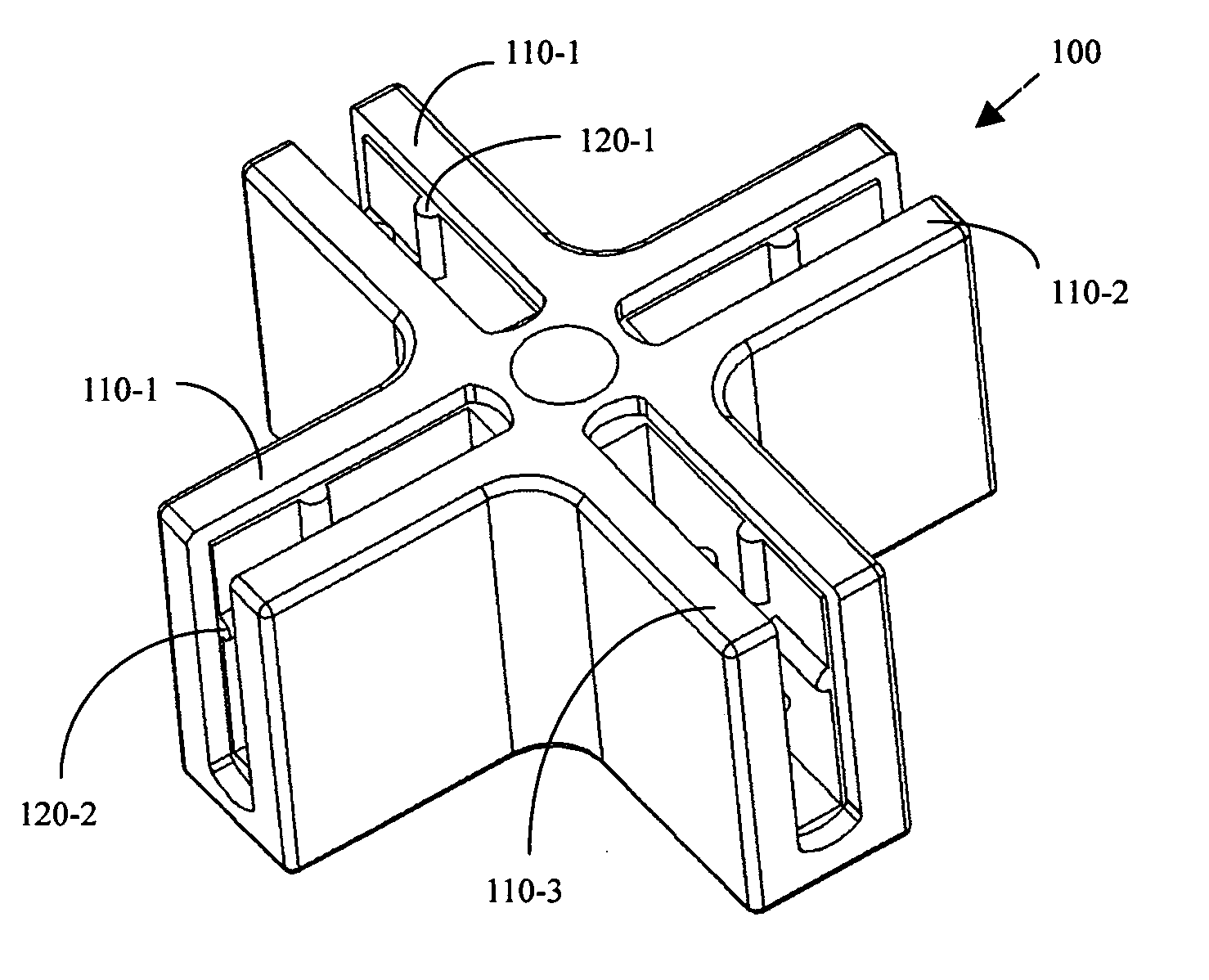 Connection block with bar-adapting trenches for adapting and holding framing bars at fixed orientations