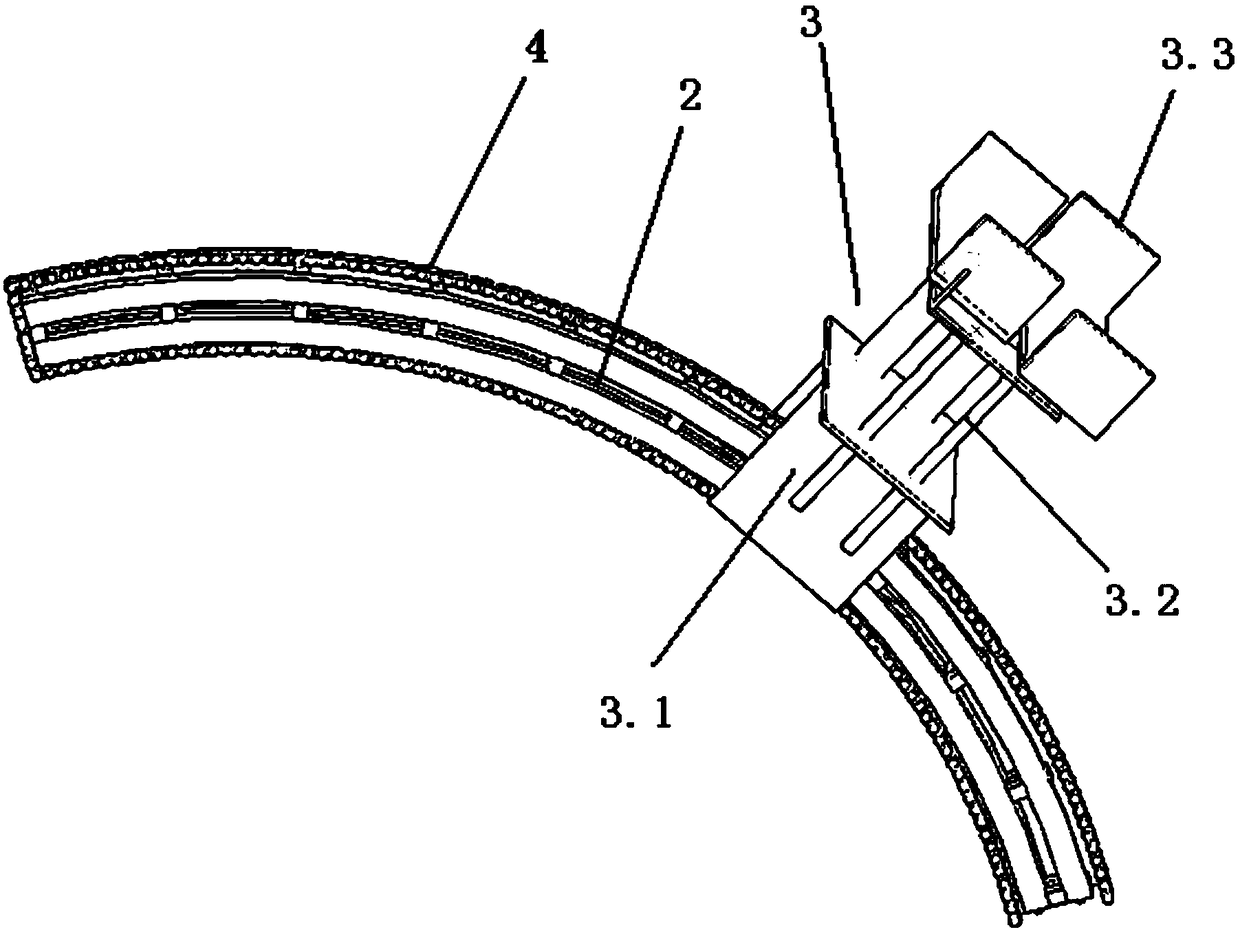 3D positioning device and method for formulating follow-up guide rail curved surface based on shape of engineering structure
