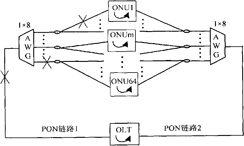Multi-wavelength passive optical network system and protecting method thereof as well as multi-wavelength far-end nodes