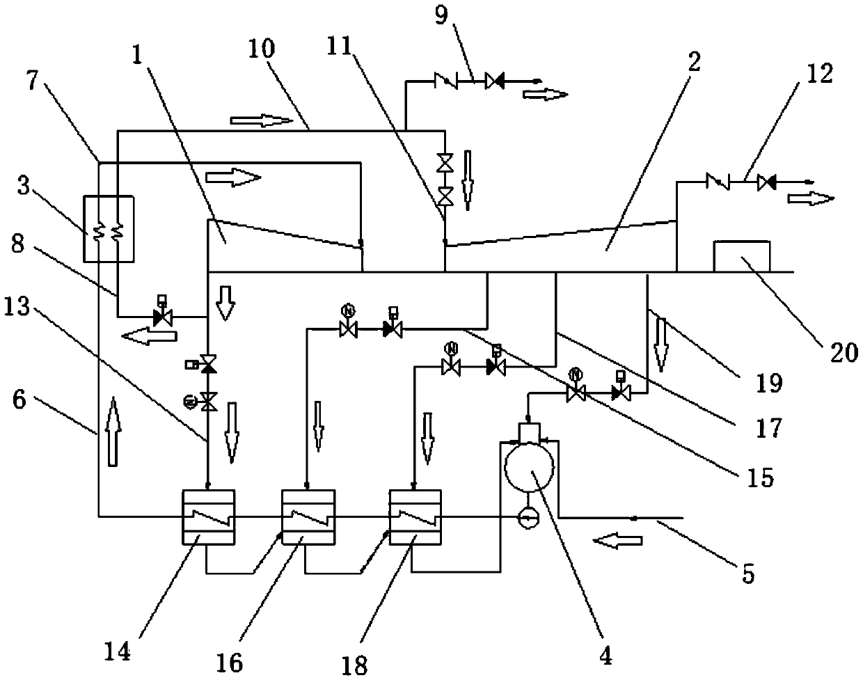 Two-stage backpressure machine reheating steam extraction heating supply system and method