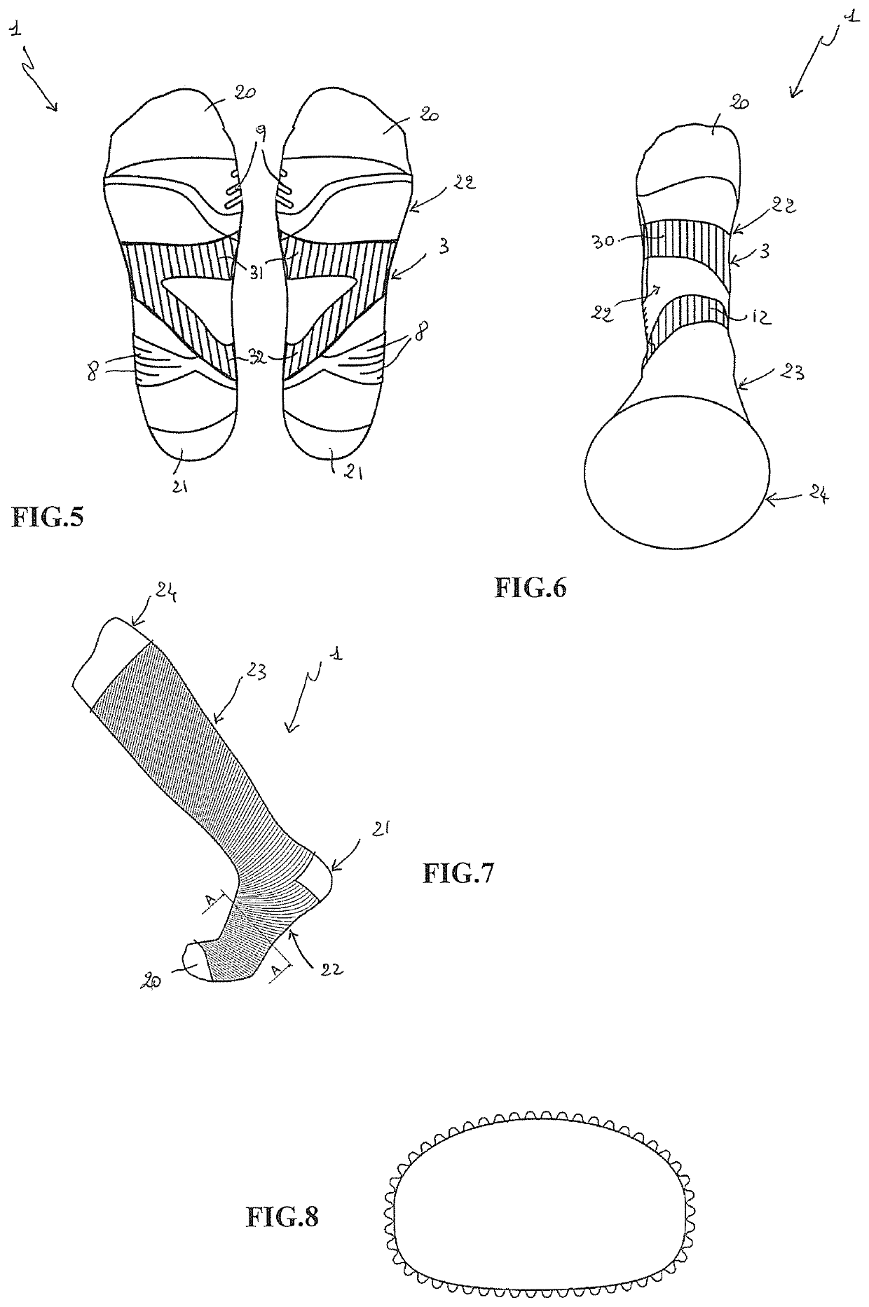 Dynamic ventilation system for socks