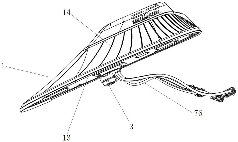 Shark fin antenna with pre-installation structure