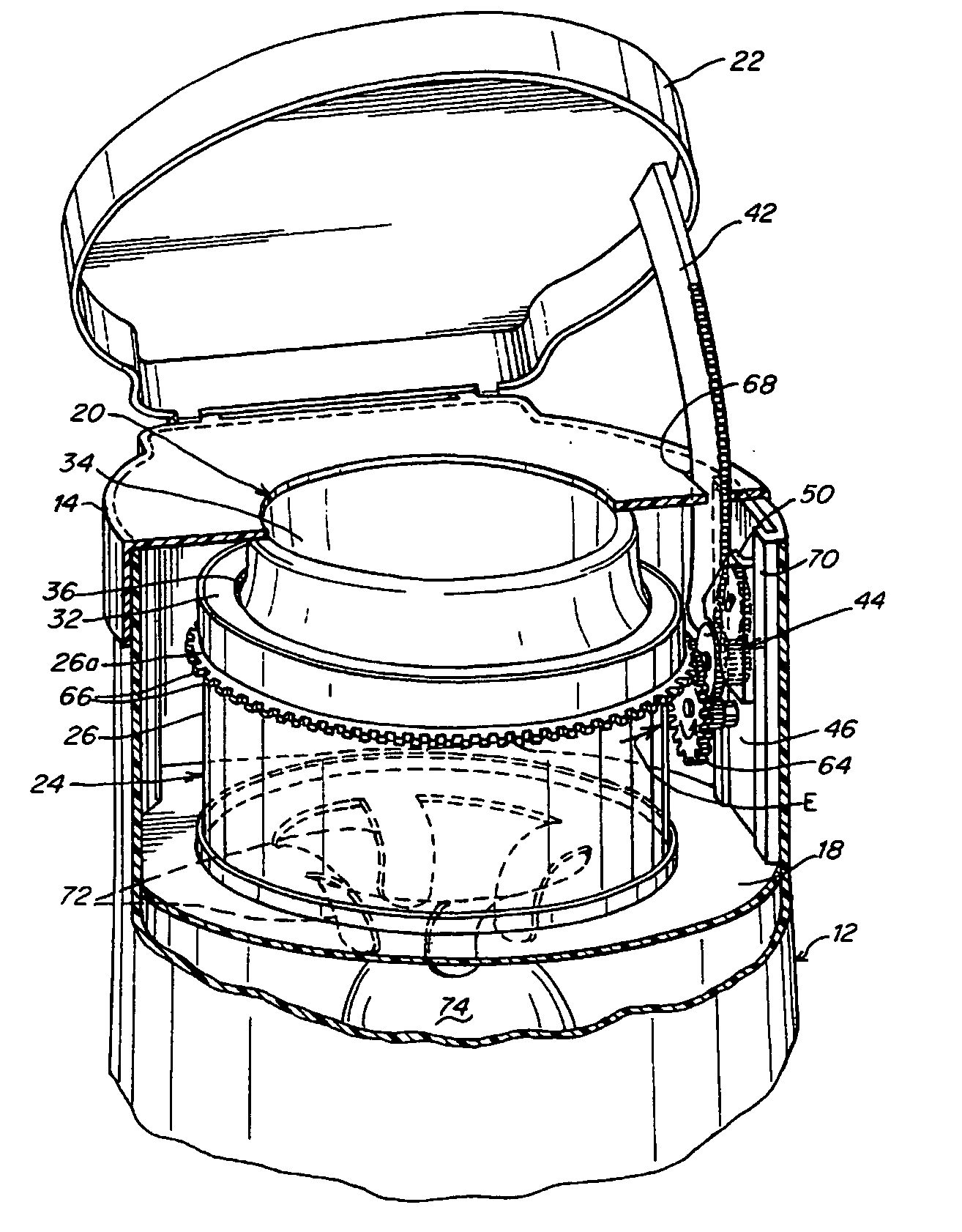 Waste disposal device including a rotatable geared rim to operate a cartridge