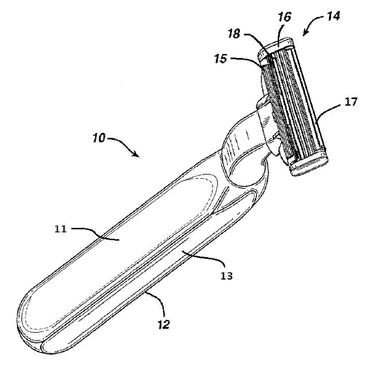 Handle for shaving device comprising a thermochromic material