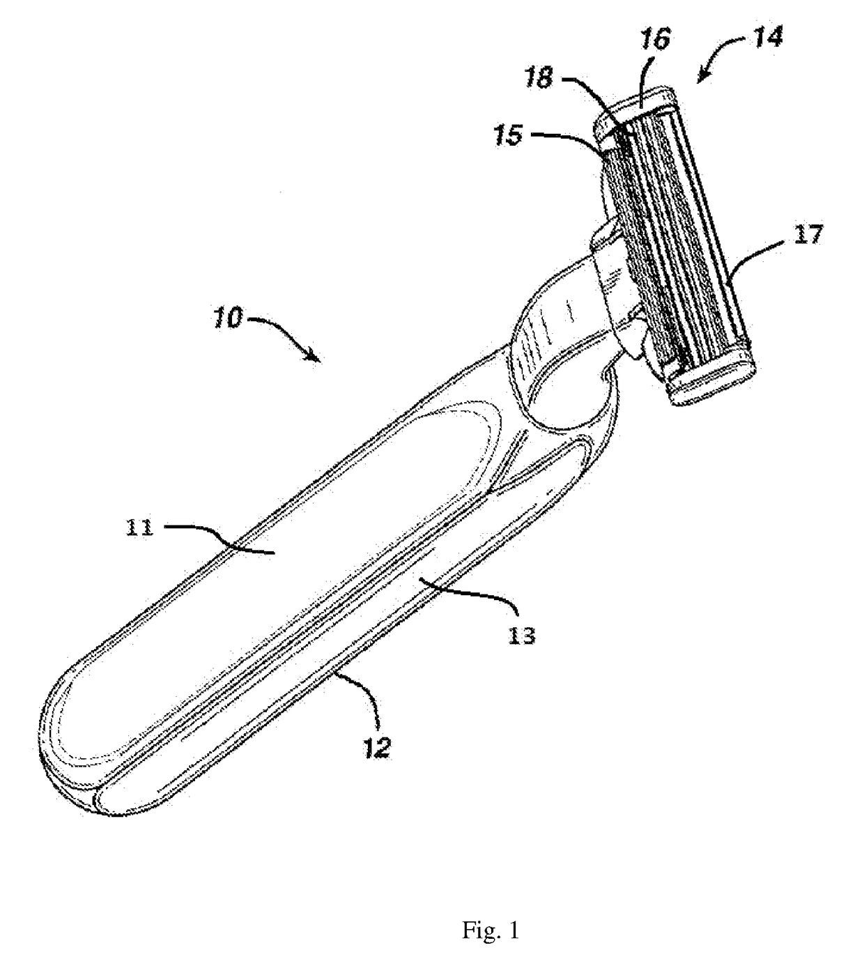 Handle for shaving device comprising a thermochromic material