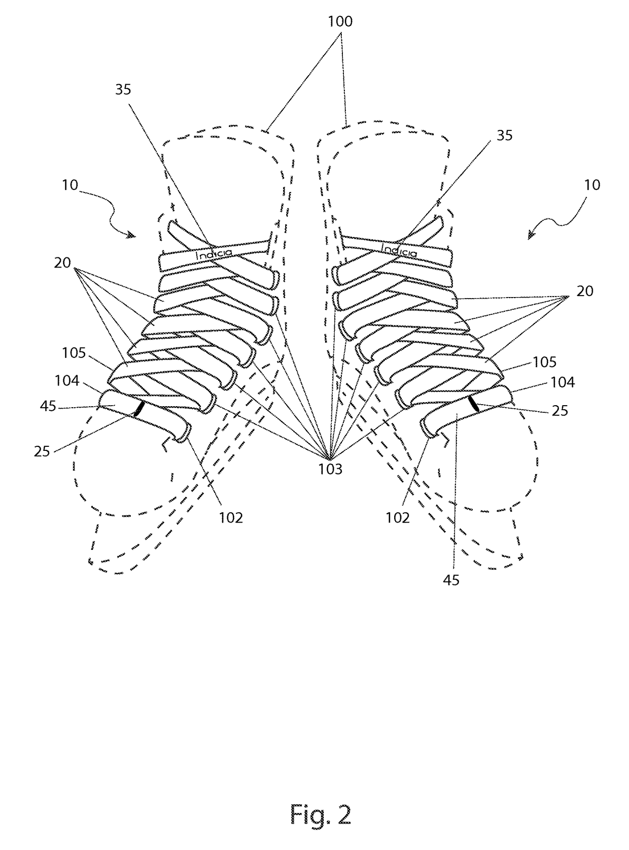 Mid-point indicator lace